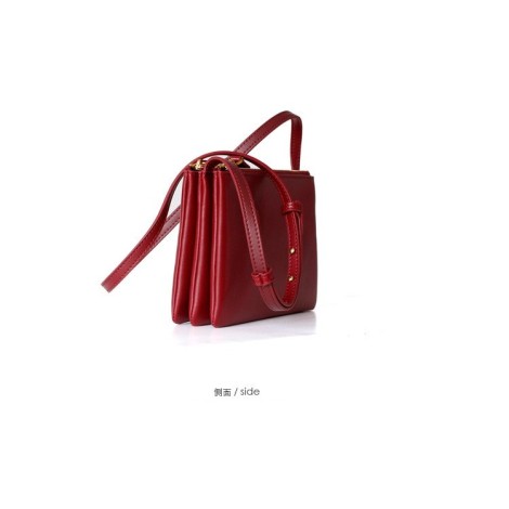 Genuine Cow Leather Shoulder Bag Dark Red 77163