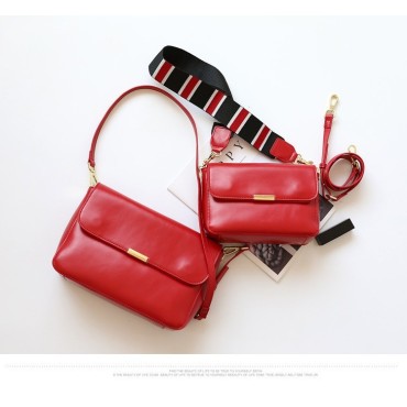 Eldora Genuine Cow Leather Shoulder Bag Red 77170