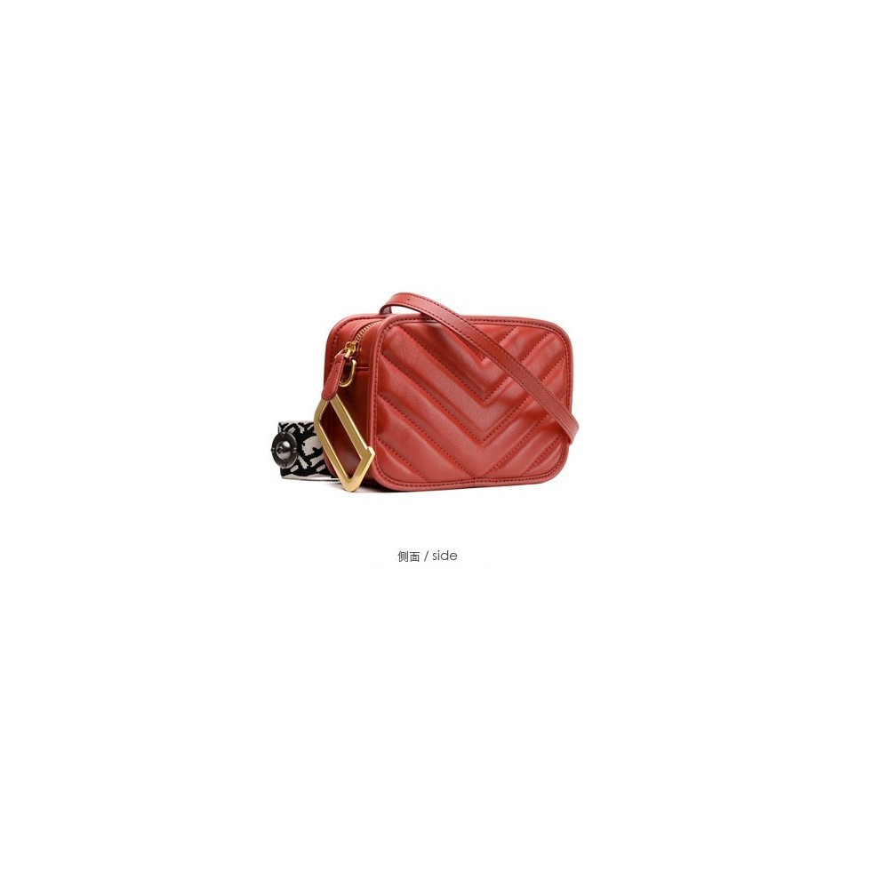 Eldora Genuine Cow Leather Shoulder Bag Red 77172