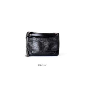 Eldora Genuine Cow Leather Shoulder Bag Black 77174