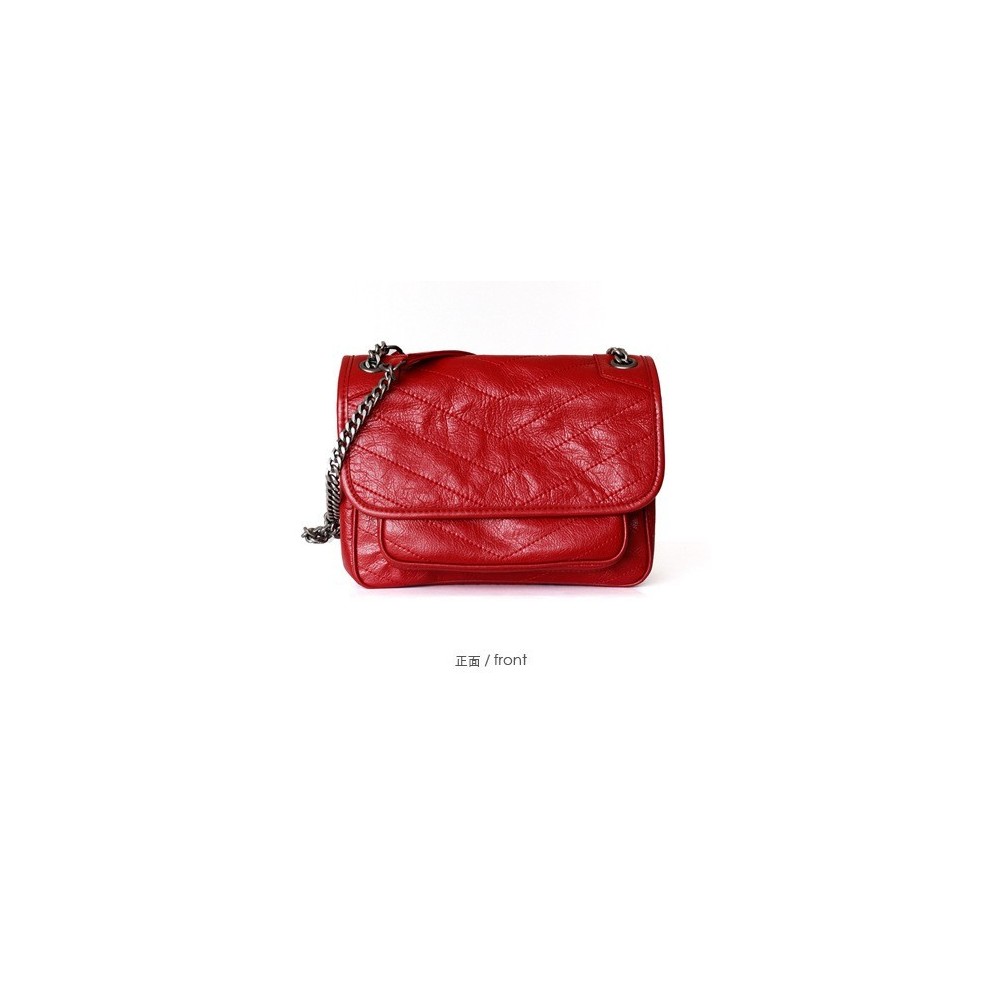 Eldora Genuine Cow Leather Shoulder Bag Red 77174