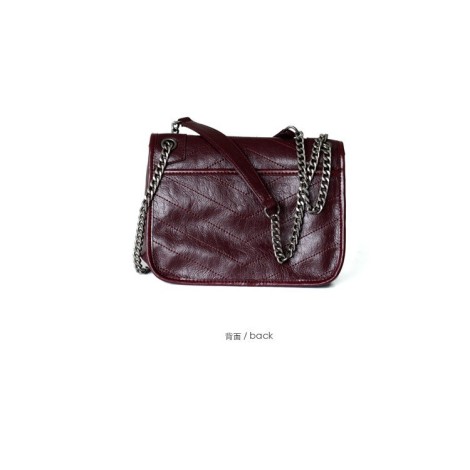 Eldora Genuine Cow Leather Shoulder Bag Dark Red 77174