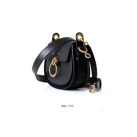 Eldora Genuine Cow Leather Shoulder Bag Black 77182