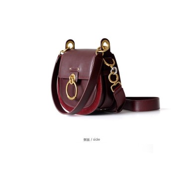 Eldora Genuine Cow Leather Shoulder Bag Dark Red 77182