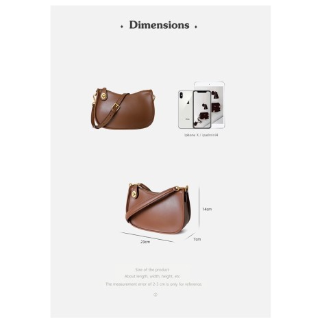 Eldora Genuine Leather Shoulder Bag Brown 77284
