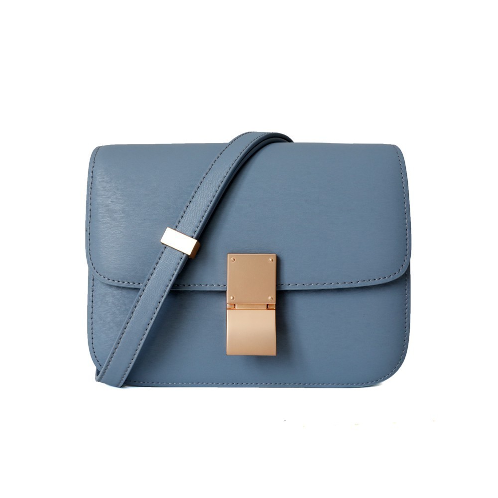 leather shoulder bag for woman Blue - LeRive Gauche - M Ink Blue