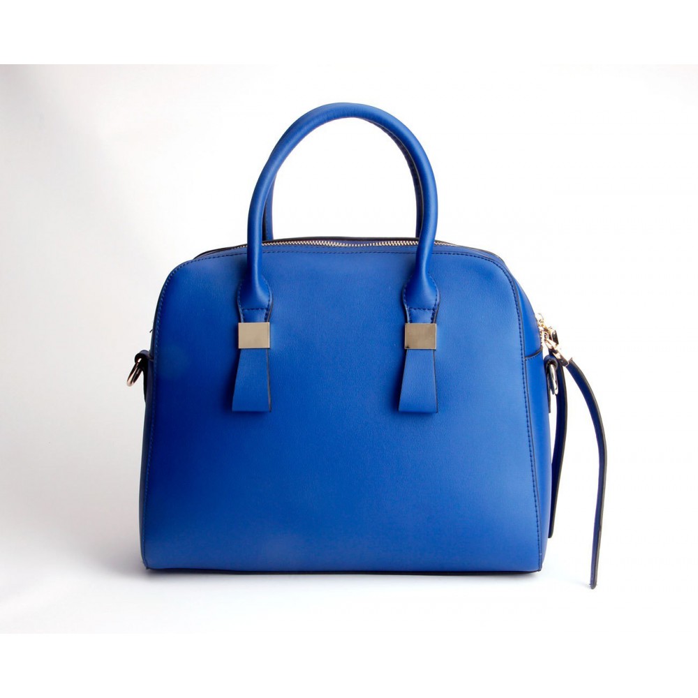 Teodora Sac à Main Shopping Cabas en Vrai Cuir de Vache Bleu 75344