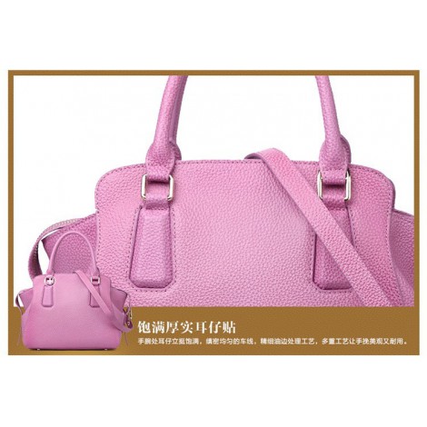 Sac à main poignée en cuir Rose 75569