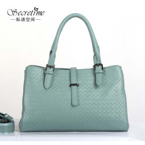 Genuine Leather Tote Bag Blue 75590