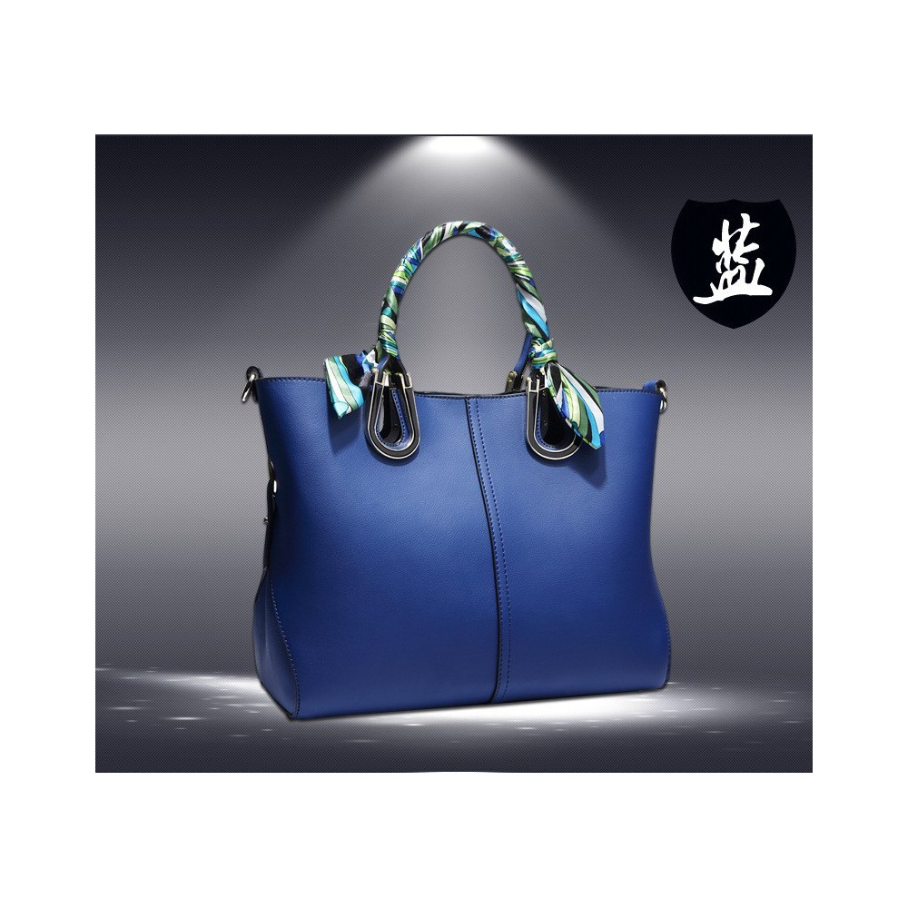 Genuine Leather Tote Bag Blue 75600