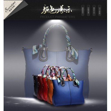 Genuine Leather Tote Bag Blue 75600