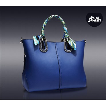 Genuine Leather Tote Bag Blue 75600