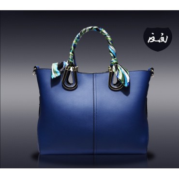 Genuine Leather Tote Bag Blue 75600