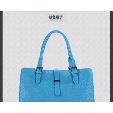 Genuine Leather Tote Bag Blue 75602