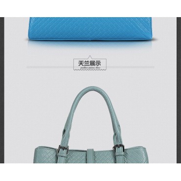 Genuine Leather Tote Bag Light Blue 75602