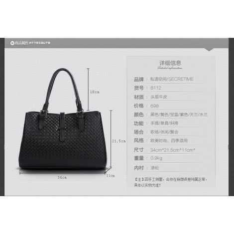 Genuine Leather Tote Bag Black 75602