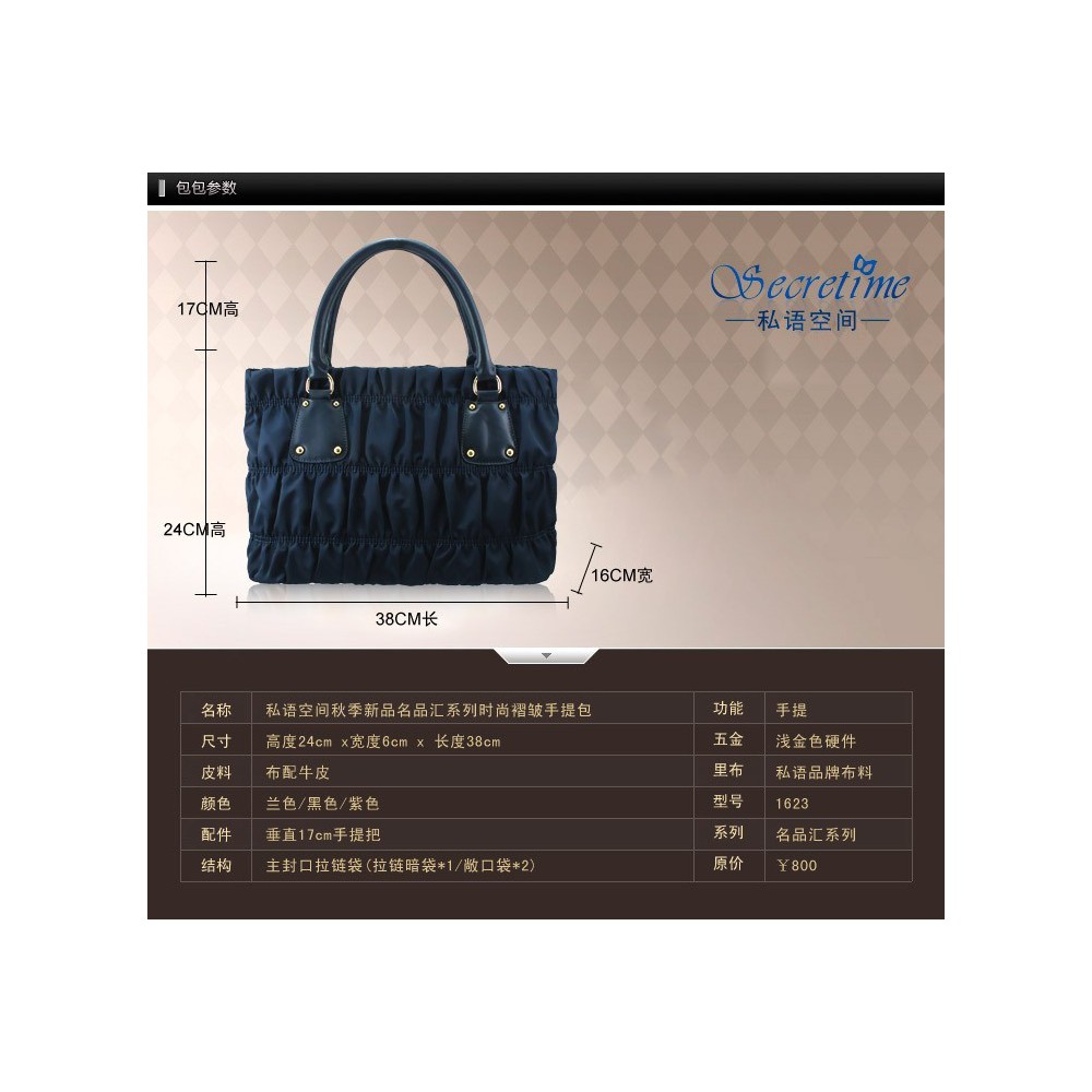 Genuine Leather Tote Bag Dark Blue 75609