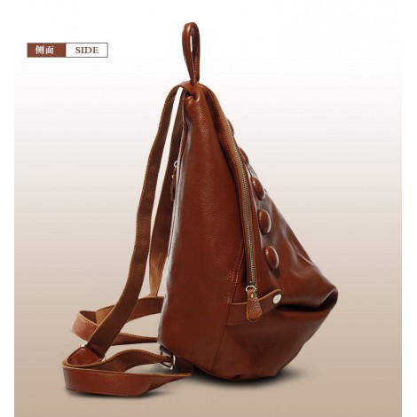 Genuine Leather Backpack Bag Brown 75610