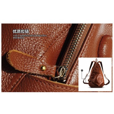 Genuine Leather Backpack Bag Brown 75610