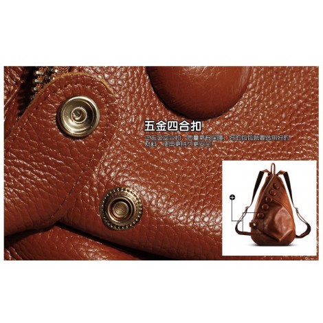 Genuine Leather Backpack Bag Brown 75610