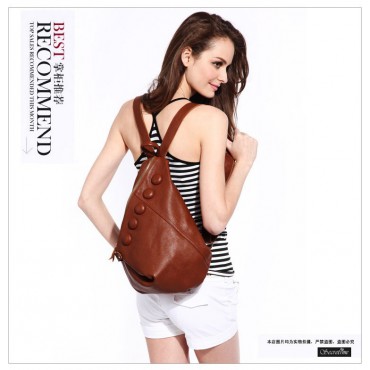 Genuine Leather Backpack Bag Brown 75610