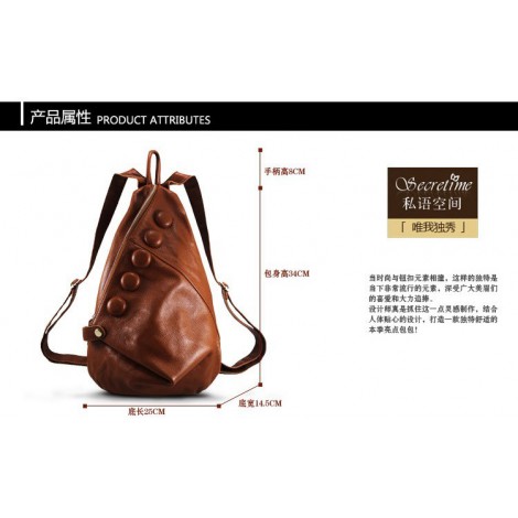 Genuine Leather Backpack Bag Brown 75610