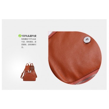 Genuine Leather Backpack Bag Brown 75612