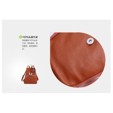 Genuine Leather Backpack Bag Brown 75612