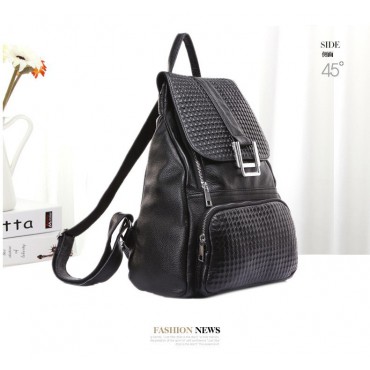 Genuine Leather Backpack Bag Black 75612