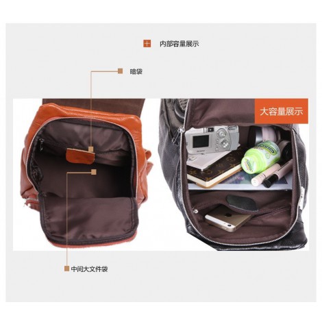 Genuine Leather Backpack Bag Brown 75612