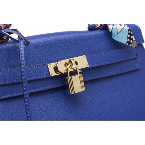 Rosaire « Capucine » Padlock Epsom Leather Top Handle Bag in Purple Color  75165