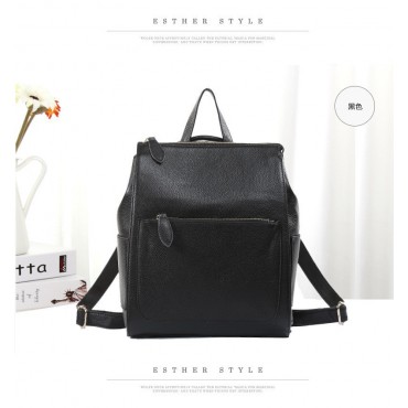 Genuine Leather Backpack Bag Black 75619