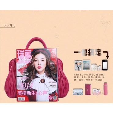 Genuine Leather Tote Bag Pink 75624