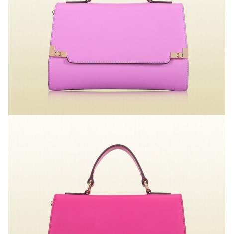 Genuine Leather Tote Bag Magenta 75634