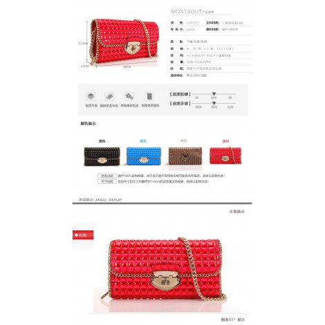 Genuine Leather Shoulder Bag Red 75637