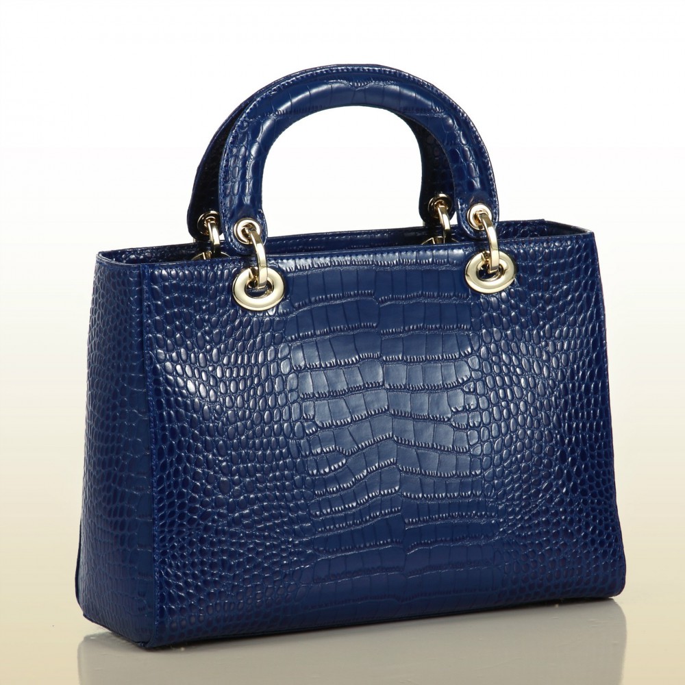 Sac à main poignée en cuir Bleu 75644