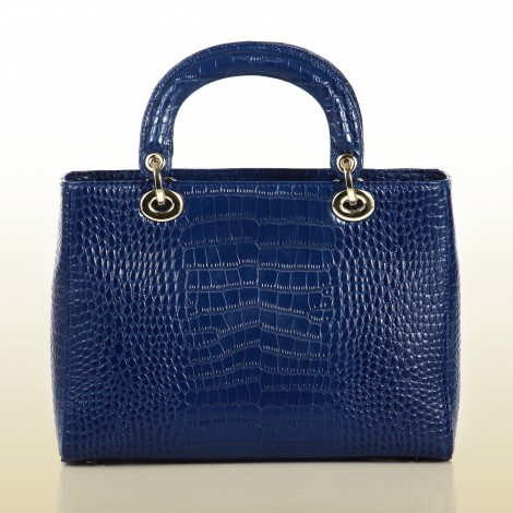 Sac à main poignée en cuir Bleu 75644