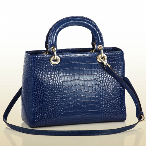 Sac à main poignée en cuir Bleu 75644